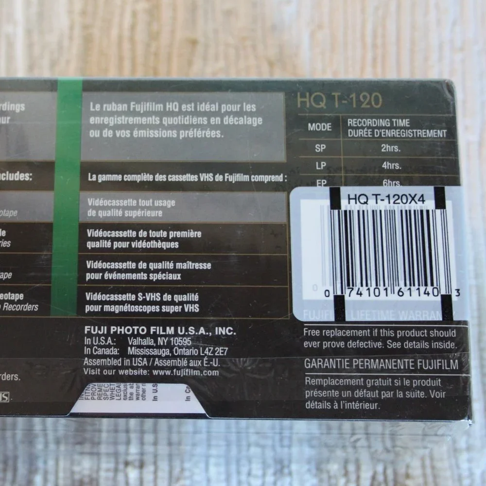 FUJIFILM LOT (5) HQ-120 6 HOUR BLANK VIDEO CASSETTE TAPES VHS NEW-SEALED